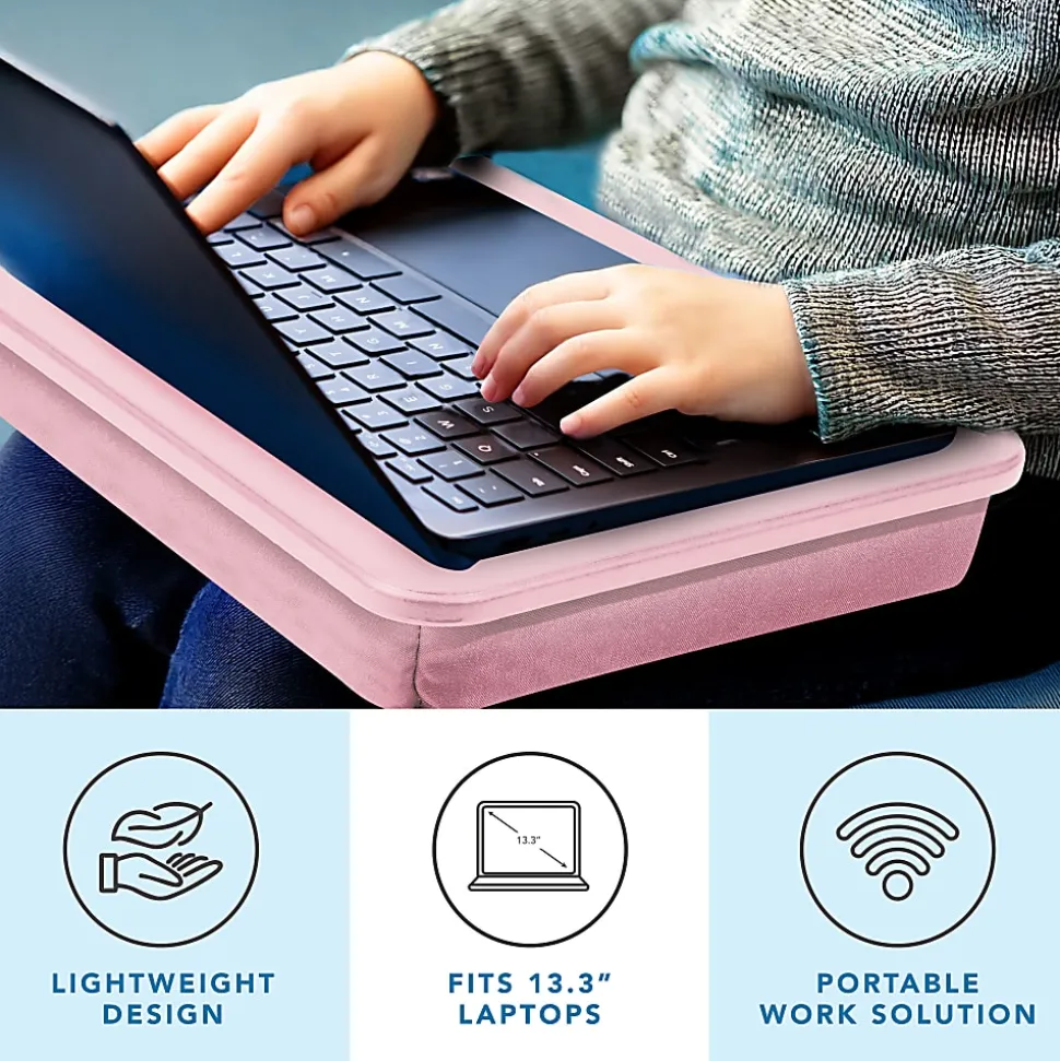 LapGear Compact Lap Desk With Cushioned Zipper Storage Pouch, 14-1/2" x 10-1/2", Pink