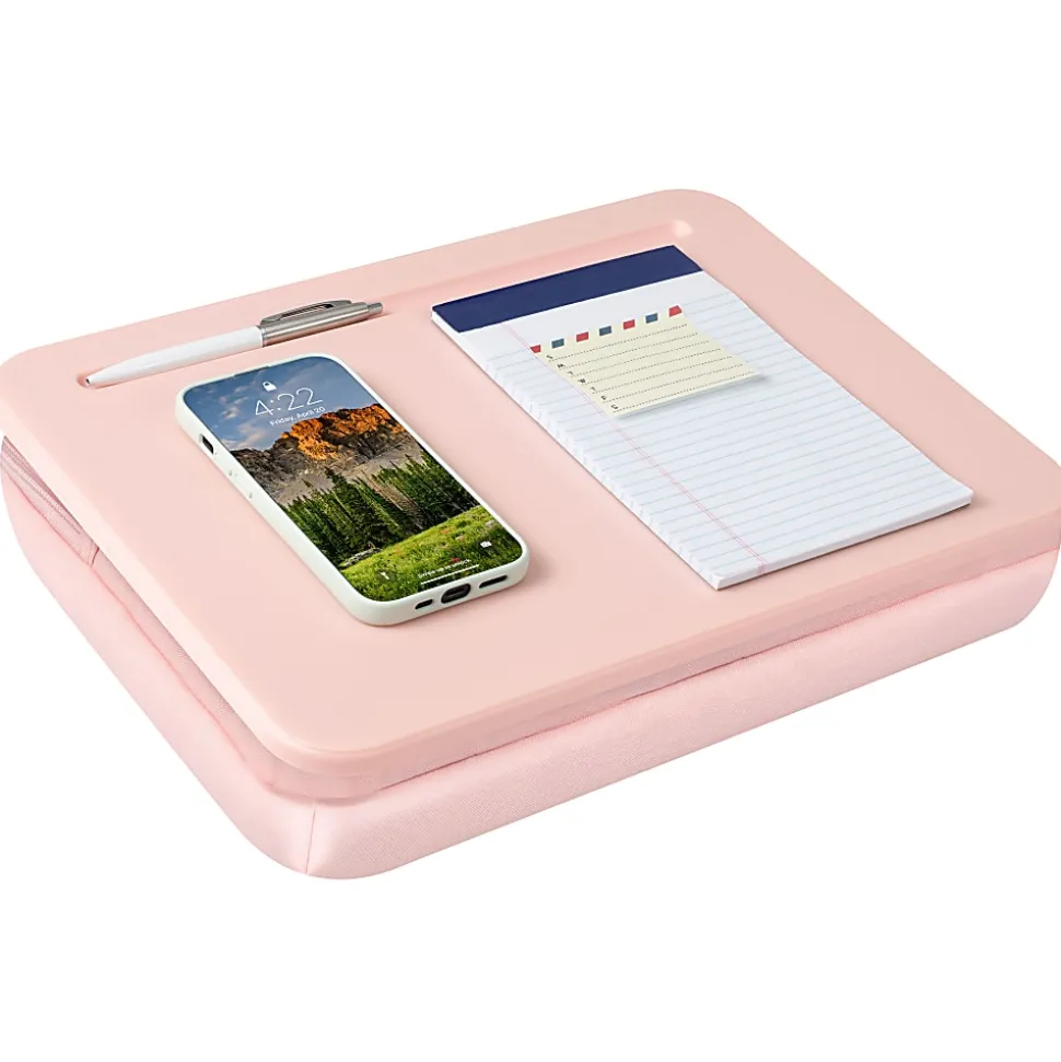 LapGear Compact Lap Desk With Cushioned Zipper Storage Pouch, 14-1/2" x 10-1/2", Pink