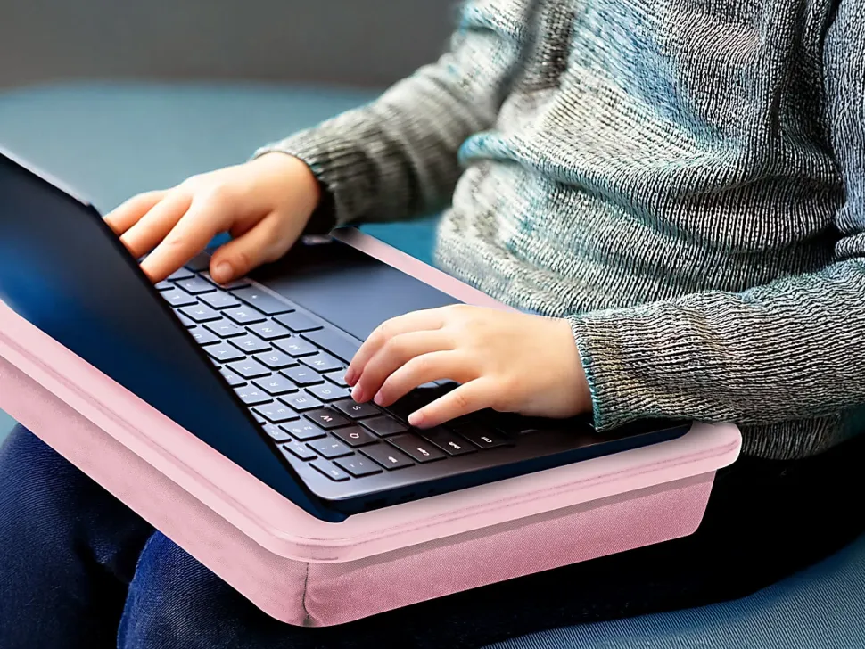 LapGear Compact Lap Desk With Cushioned Zipper Storage Pouch, 14-1/2" x 10-1/2", Pink