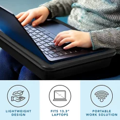 LapGear Compact Lap Desk With Cushioned Zipper Storage Pouch, 14-1/2" x 10-1/2", Black