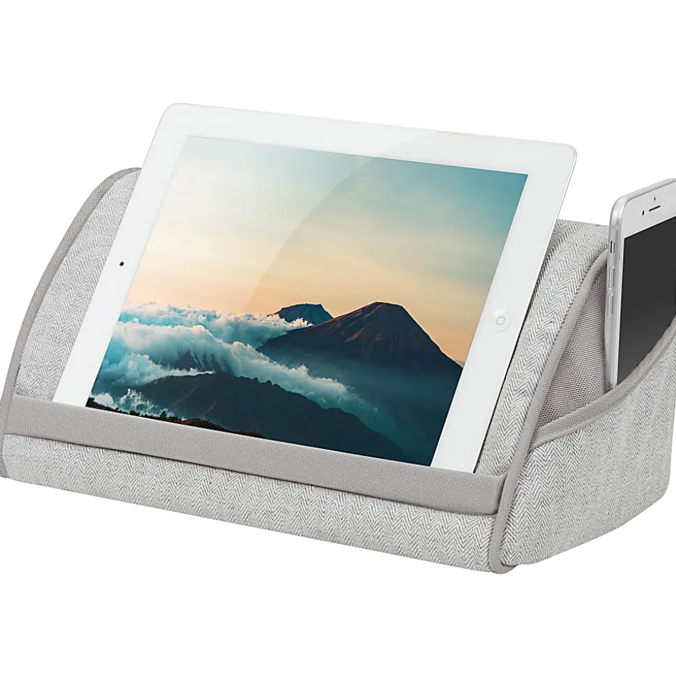 LapGear Designer Tablet Pillow, 7"H x 12"W x 5.5"D, Gray Herringbone, 35608-OD