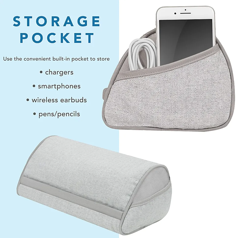 LapGear Designer Tablet Pillow, 7"H x 12"W x 5.5"D, Gray Herringbone, 35608-OD