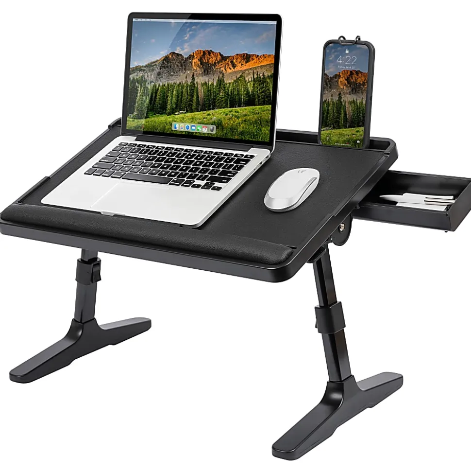 LapGear Easy Tilt Laptop Table Bed Desk, 22" x 14", Black