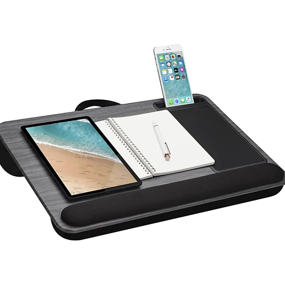 LapGear® Home Office Pro Lap Desk, 21.1” x 14” x 2.6”, Gray Woodgrain