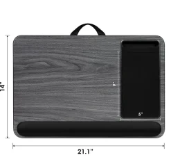 LapGear® Home Office Pro Lap Desk, 21.1” x 14” x 2.6”, Gray Woodgrain
