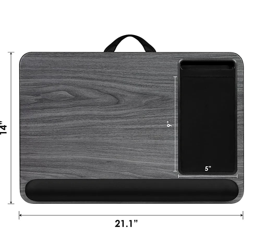 LapGear® Home Office Pro Lap Desk, 21.1” x 14” x 2.6”, Gray Woodgrain