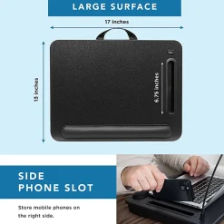LapGear Sidekick Lap Desk With LED Light, 17" x 13", Black