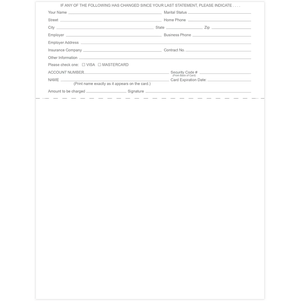 Laser 2-Sided Healthcare Medical Billing Statements, Preprinted MC/Visa Credit Card Accepted, 1-Part, 8-1/2" x 11", Burgundy, Pack Of 1,000 Sheets