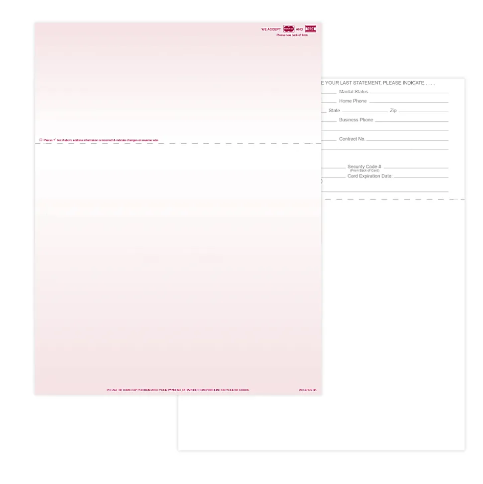 Laser 2-Sided Healthcare Medical Billing Statements, Preprinted MC/Visa Credit Card Accepted, 1-Part, 8-1/2" x 11", Burgundy, Pack Of 1,000 Sheets