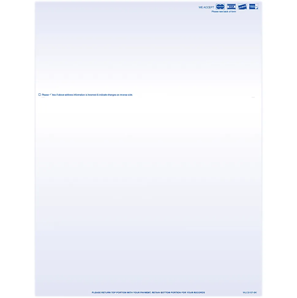 Laser 2-Sided Healthcare Medical Billing Statements, 1-Part, 8-1/2" x 11", Blue, Pack Of 1,000 Sheets - WLCS107BK1000