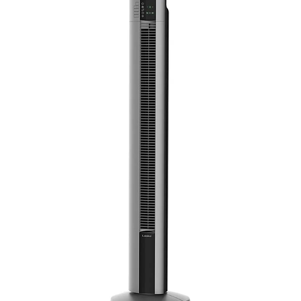 Lasko Space-Saving Performance Tower Fan & Remote, 3 Speed, Oscillating, Timer, Night Mode, 42.5"H x 12.5"W, Plastic, Gray