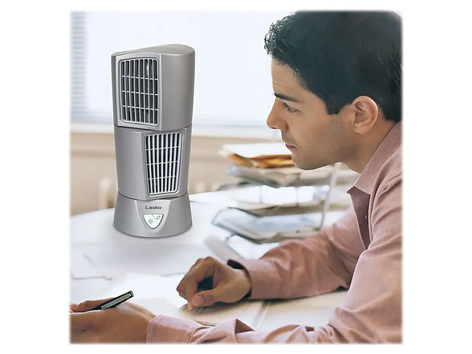 Lasko Wind Tower Fan, 152.4 mm Fan Diameter, 3 Speed, Oscillating, 14"H x 6"W x 6"D, Platinum