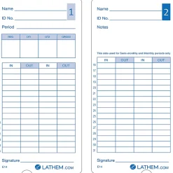 Lathem Model 400E Double Sided Time Cards - Double Sided Sheet - Blue Print Color - 100 / Pack