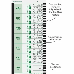 Lathem Time Cards, E8-100, Weekly, 1-Sided, 8 1/2" x 3 3/4", White, Box Of 100