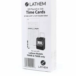 Lathem Time Cards, Numbered 1-100, 2-Sided, 3 3/8" x 7 1/4", Pack Of 100