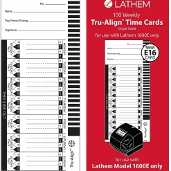 Lathem TruAlign E16 Time Cards For 1600E, Weekly, 1-Sided, 4