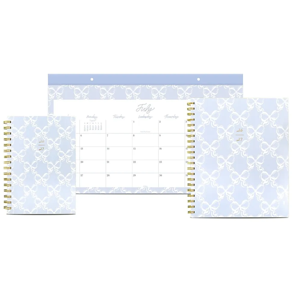 Leah Bisch™ for Mead Cambridge® Academic 2026-2027 Monthly Desk Pad Calendar, Bow Trellis, Compact, 17 3/4" x 11"