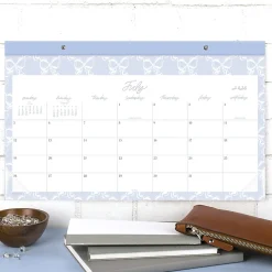 Leah Bisch™ for Mead Cambridge® Academic 2026-2027 Monthly Desk Pad Calendar, Bow Trellis, Compact, 17 3/4