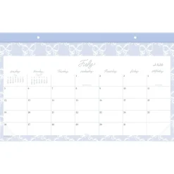 Leah Bisch™ for Mead Cambridge® Academic 2026-2027 Monthly Desk Pad Calendar, Bow Trellis, Compact, 17 3/4