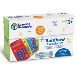 Learning Resources Rainbow LER0014 Display Calculators, Set Of 10 Calculators