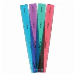 Learning Resources SAFE T Plastic UltraFlex Ruler, 12", Assorted Colors, Pack Of 12
