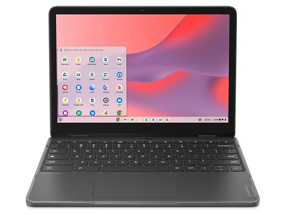 Lenovo 500e Chromebook Gen 4s 83L40000US 11.6" Touchscreen Convertible 2 in 1, HD, 60 Hz, Intel N-Series N100, 4GB, 64GB Flash, Gray