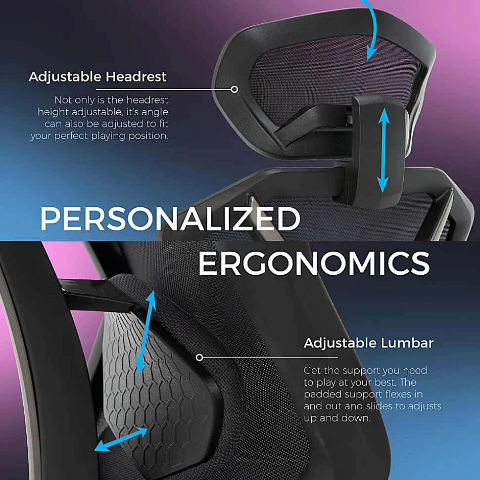 Lenovo® Legion Ergonomic Mesh High-Back Gaming Chair, Dark Gray/Black