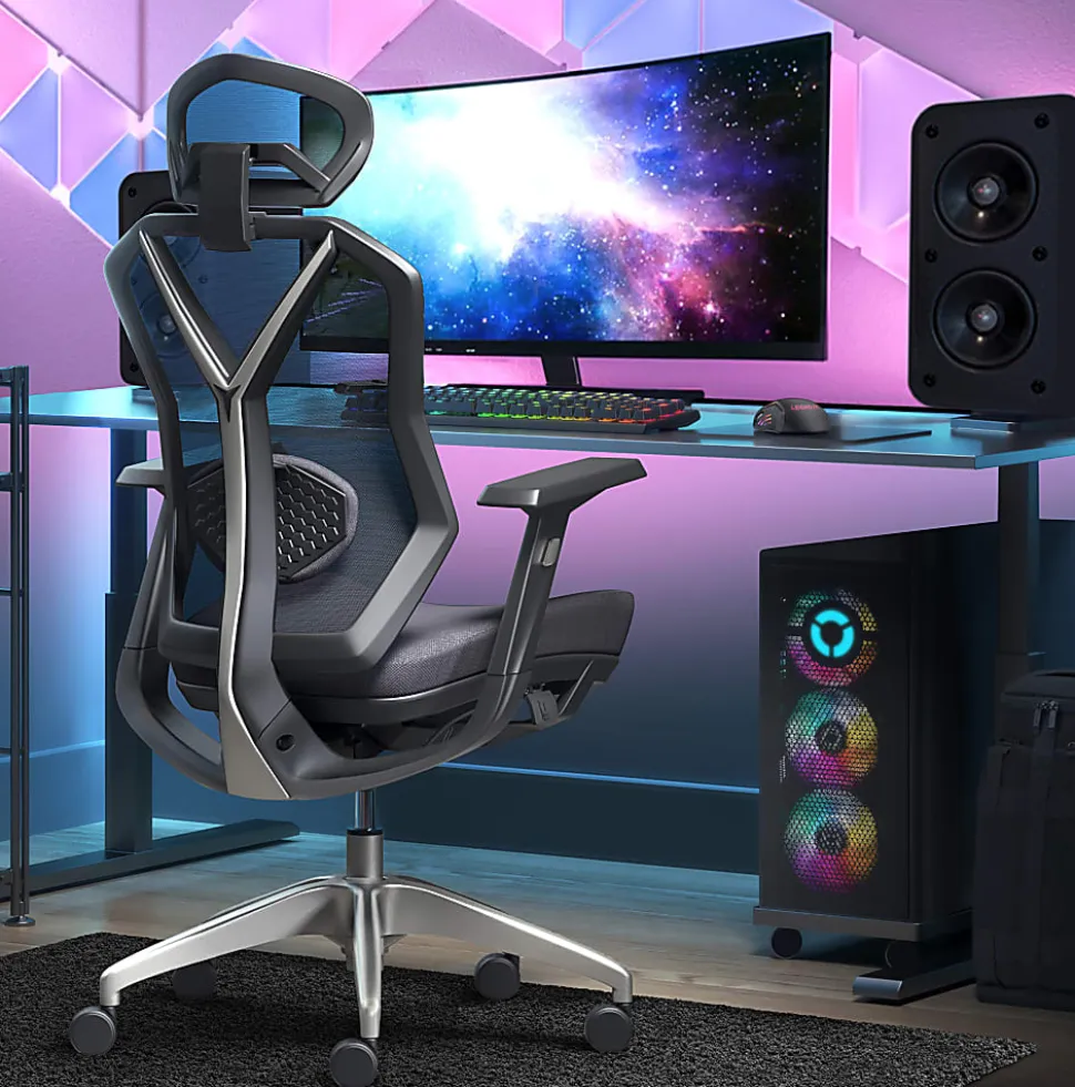 Lenovo® Legion Ergonomic Mesh High-Back Gaming Chair, Dark Gray/Black