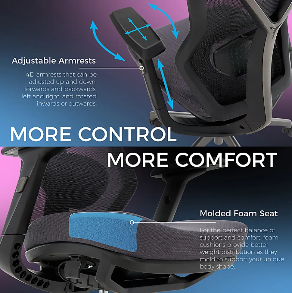 Lenovo® Legion Ergonomic Mesh High-Back Gaming Chair, Dark Gray/Black