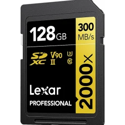 Lexar® Gold Professional 2000x Class 10/UHS-II SDHC/SDXC Memory Card, 128GB, LSD2000128G-BNNNU