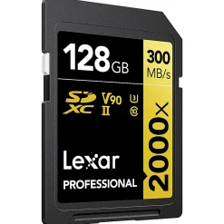 Lexar® Gold Professional 2000x Class 10/UHS-II SDHC/SDXC Memory Card, 128GB, LSD2000128G-BNNNU