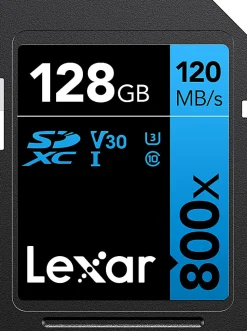Lexar High Performance BLUE Series 800x SDHC/SDXC Flash Memory Card, 128GB, LSD128GCB1NL800