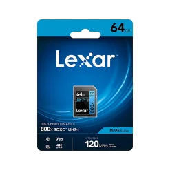 Lexar High Performance BLUE Series 800x SDHC/SDXC Flash Memory Card, 64GB, LSD64GCB1NL800