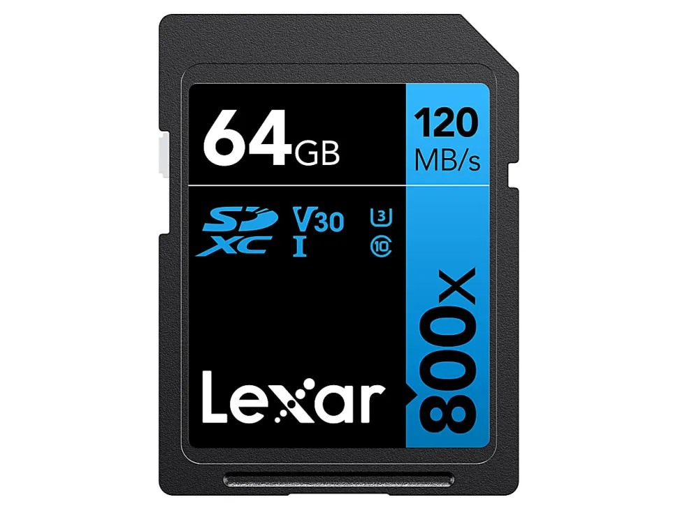 Lexar High Performance BLUE Series 800x SDHC/SDXC Flash Memory Card, 64GB, LSD64GCB1NL800