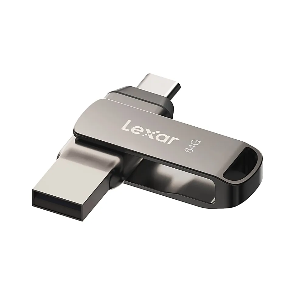 Lexar® JumpDrive® Dual Drive D400 USB 3.1 Type-C USB Drive, 64GB, Silver