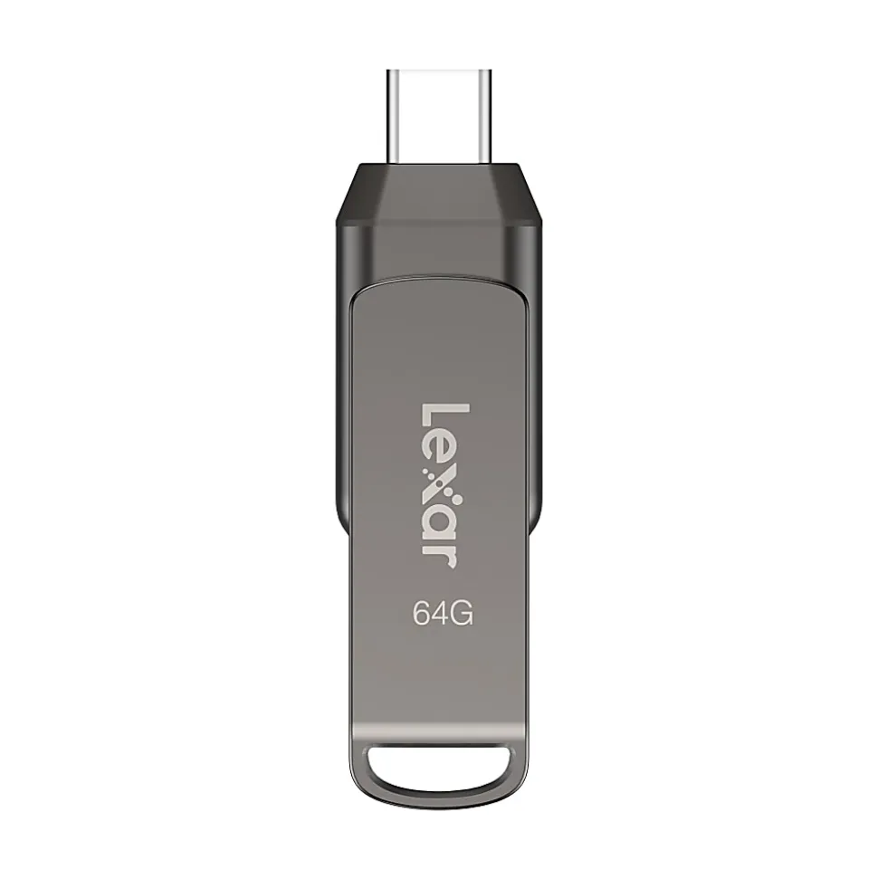 Lexar® JumpDrive® Dual Drive D400 USB 3.1 Type-C USB Drive, 64GB, Silver