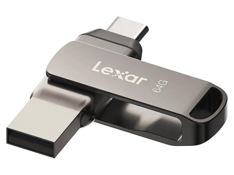 Lexar® JumpDrive® Dual Drive D400 USB 3.1 Type-C USB Drive, 64GB, Silver