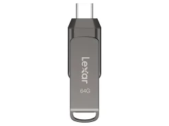 Lexar® JumpDrive® Dual Drive D400 USB 3.1 Type-C USB Drive, 64GB, Silver