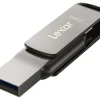 Lexar JumpDrive Dual Drive D400 USB Flash Drive, 256 GB, Silver