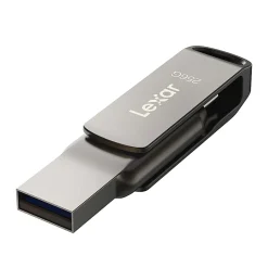 Lexar JumpDrive Dual Drive D400 USB Flash Drive, 256 GB, Silver