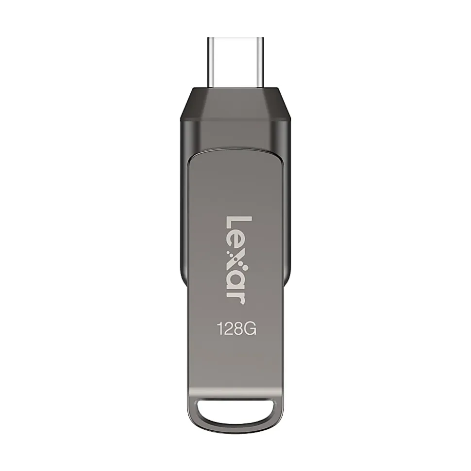 Lexar® JumpDrive® Dual Drive D400 USB 3.1 Type-C USB Drive, 128GB, Silver