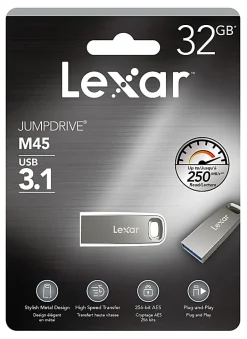 Lexar® JumpDrive® M45 USB 3.1 Flash Drive, 32GB, Silver, LJDM45-32GABSLNA