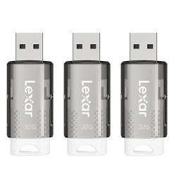 Lexar® JumpDrive® S60 USB 2.0 Flash Drives, 32GB, Black, Pack Of 3 Flash Drives, LJDS60-32GB3NNU