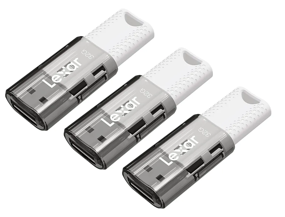 Lexar® JumpDrive® S60 USB 2.0 Flash Drives, 32GB, Black, Pack Of 3 Flash Drives, LJDS60-32GB3NNU