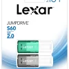 Lexar® JumpDrive® S60 USB 2.0 Flash Drives, 64GB, Black/Teal, Pack Of 2 Flash Drives, LJDS60-64GB2NNU