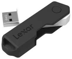 Lexar® JumpDrive® TwistTurn2 USB 2.0 Flash Drive, 64GB, Black, LJDTT2-64GABNABK
