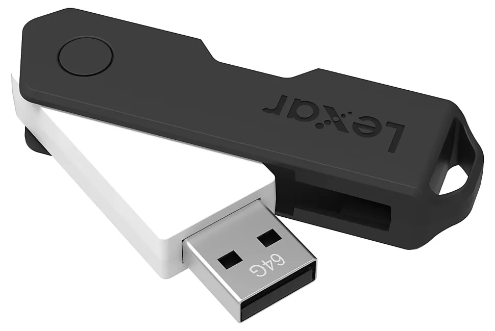 Lexar® JumpDrive® TwistTurn2 USB 2.0 Flash Drive, 64GB, Black, LJDTT2-64GABNABK