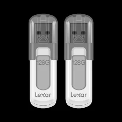 Lexar® JumpDrive V100 USB 3.0 Flash Drives, 128GB, Gray, Pack Of 2 Flash Drives