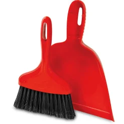 Libman Commercial Dust Pan With Whisk Broom, 10"W, Red, Pack Of 6 Sets
