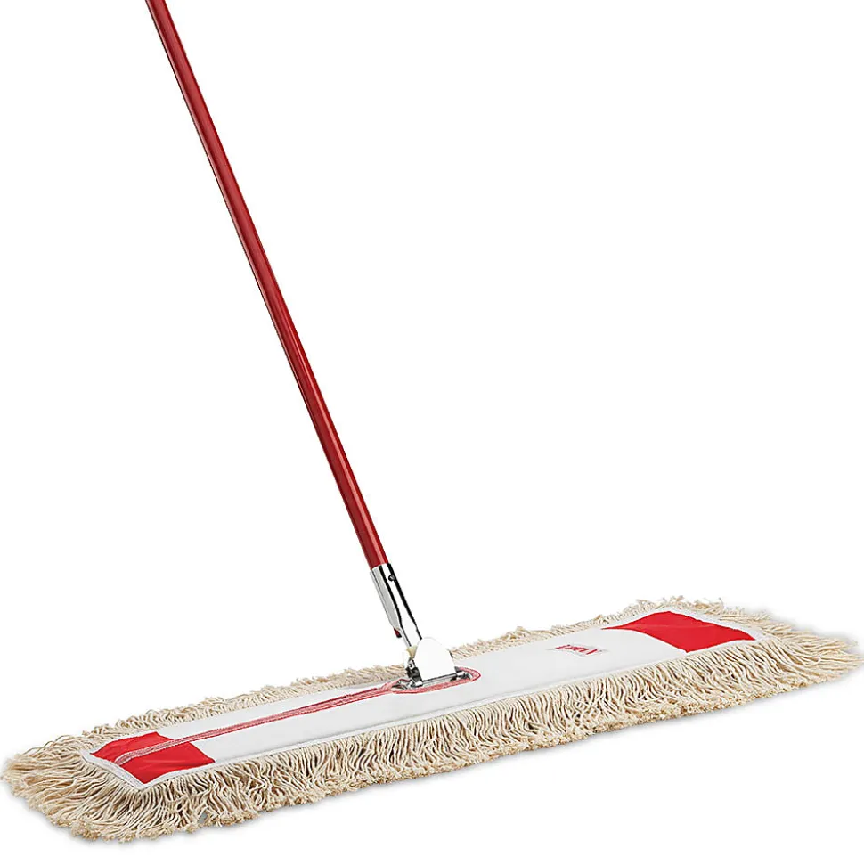 Libman Commercial Steel Dust Mops, 24", Red/White, Pack Of 6 Mops